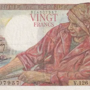 Billet France 20 Francs - Pêcheur - 17-05-1944 - Série V.126 - F.13.09 En Vogue