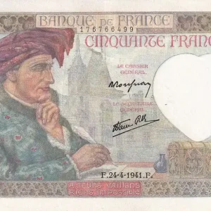 Certifié Billet France 50 Francs Jacques Coeur - 24-04-1941 - Série S.71 - F.19.09