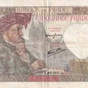 Achat Immédiat Billet France 50 Francs Jacques Coeur - 08-05-1941 - Série X.78 - F.19.10