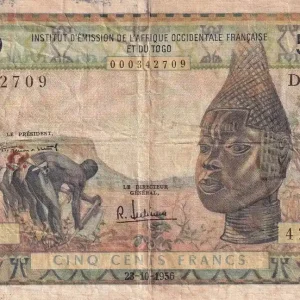 Billet B A O 500 Francs - Agriculteurs, masque - 23-10-1956 - Série D.1 - Kol.208a Original