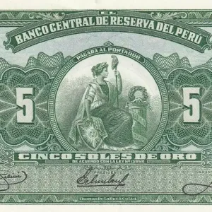 Livraison Gratuite Billet Pérou 5 Soles de Oro - Liberté assise - Armoires - 1966 - P.83