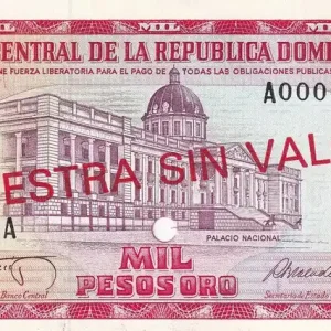 Billet République dominicaine 1000 Peso de Oro - Palace national - Alcazar de Colon - Spécimen - 1987 - P.124s2 Top Vente