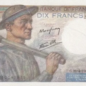 Billet France 10 Francs - Mineur - 26-04-1945 - Série B.101 - F.08.14 Authentique