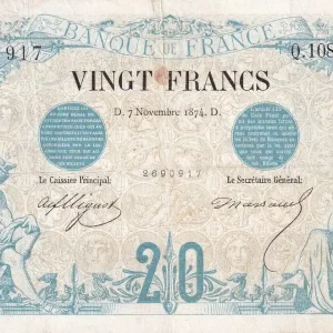 Prix Réduit Billet France 20 Francs - Noir - 07-11-1874 - Série Q.108 - F.09.01