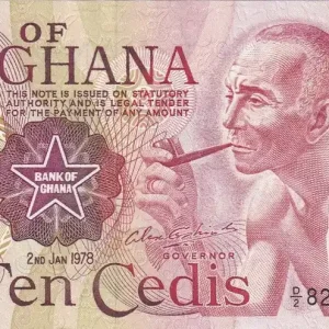 Billet Ghana 10 Cédis- Homme - Barrage - 1978 - P.16f Dernier Modèle