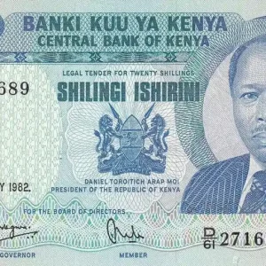 Billet Kenya 20 Shillings - M. J. Kenyatta - Jeunes femmes - 1982 - Série D.61 - P.21b Dernière Chance