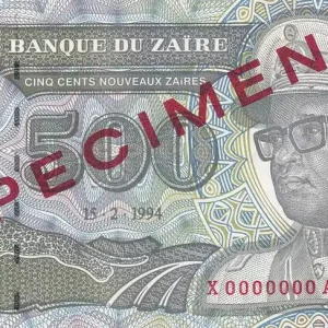 Billet Zaïre 500 Nv Zaire- Pdt Mobutu - Spécimen - 1994 - P.63s Prix Promo