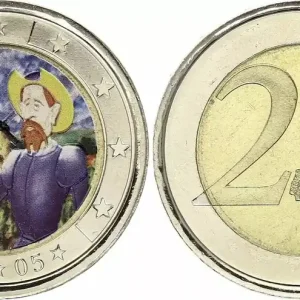 Espagne 2 Euros - Don Quichotte - Colorisée - 2005 Usine Directe