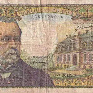 Billet France 5 Francs - Pasteur - 04-09-1969 - Série T.113 - F.61.11 Meilleur Choix