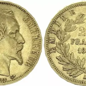 Dernier Modèle France 20 Francs Napoléon III Tête nue - 1859 A Paris - Or