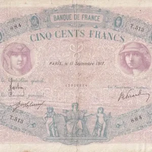Satisfait Ou Remboursé Billet France 500 Francs - Rose et Bleu - 11-09-1917 - Série T.513 - F.30.23