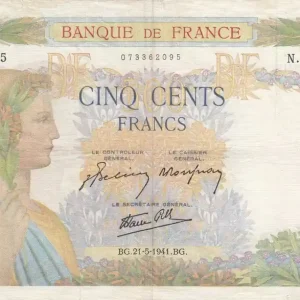 Billet France 500 Francs - La Paix - 21-05-1941 - Série N.2935 - F.32.17 Meilleure Vente