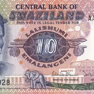 Billet Swaziland 10 Emalangeni - Roi Sobuzha II - Mine Asbestos - ND (1985) - Série AA - P.10c Soldes