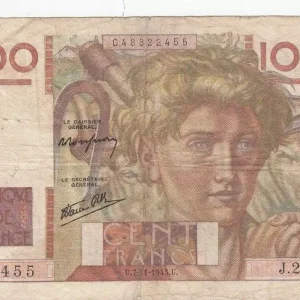 Top Vente Billet France 100 Francs Paysan - 07-01-1945 - Série J.20