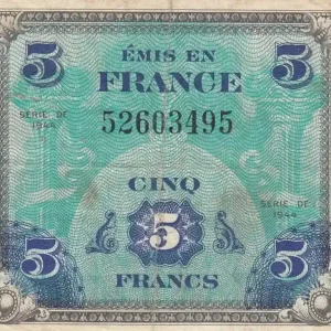 Super Prix Billet France 5 Francs Impr. américaine (drapeau) - 1944 sans série 52603495