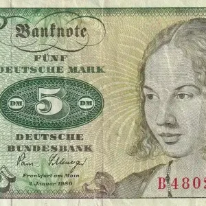 Billet Allemagne 5 Mark - Jeune vénitienne - 1980 - Série B - P.30b Bon Plan