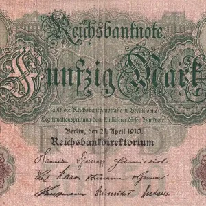 Billet Allemagne 50 Mark - Vert & Rose - 1914 - Lettre A - P.41 Haute Qualité