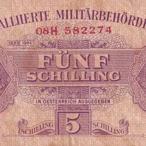 Billet Autriche 5 Schilling - Autorités militaires alliées - 1944 - P.105 Populaire