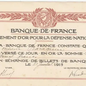 Quantité Limitée Billet France 100 Francs - Versement d'or pour la défense nationale - 31-07-1915 - TTB+