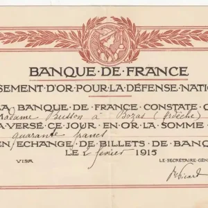 Exclusif Billet France 100 Francs - Versement d'or pour la défense nationale - 02-02-1915 - TTB+