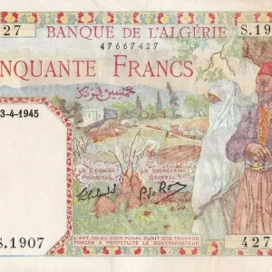 Billet Algérie 50 Francs - Couple - 03-04-1945 - Série S.1907 - P.87 Offre Du Jour