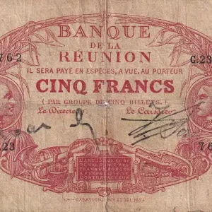 Meilleure Vente Billet Réunion 5 Francs - Cabasson - Rouge - ND (1916) - Série C.23 - Kol.404b