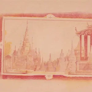 Populaire Billet Cambodge 50 Riels - Epreuve uniface Rouge et Jaune du verso