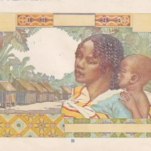 Solde Billet Madagascar 5000 Francs - Epreuve uniface du verso sans filigrane, ni numéro, ni sgnatures