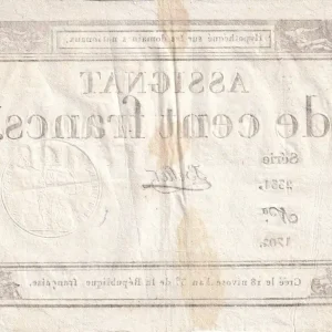 Promotion Saisonnière Billet France 100 Francs - 18 Nivose An III - (07.01.1795) - Sign. Bellet - Série 2331 - L.173