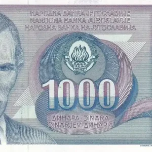Bon Marché Billet Yougoslavie 1000 Dinara - Nikola Tesla -1991 - Série AL - P.110