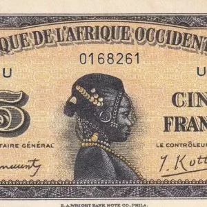 Paiement Sécurisé Billet B A O 5 Francs - Africaine - 1942 - Lettre U - P.28a