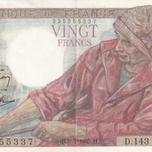 Billet France 20 Francs - Pêcheur - 05-07-1945 - Série D.143 - F.13.10 Nouvelle Collection