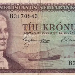Billet Islande 10 Kronur - Jon Eiriksson - Port - 1957 - Série B - P.42 Meilleur Prix