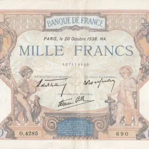 Billet France 1000 Francs - Cérès et Mercure - 20-10-1938 - Série O.4285 - F.38.30 Achat Immédiat
