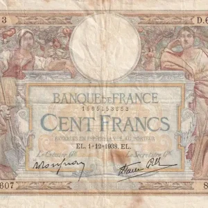 Artisanat Billet France 100 Francs - Luc Olivier Merson - 01-12-1938 - Série D.62607 - F.25.35
