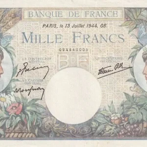 Billet France 1000 Francs - Commerce et Industrie - 13-07-1944 - Série Q.3794 - F.39.11 Paiement Sécurisé
