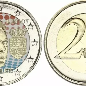 Luxembourg 2 Euros - Armoiries du Grand-Duc Henri - Colorisée - 2010 Fait Main