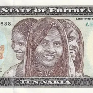 Billet Erythrée 10 Nakfa - Trois filles - Pont - 1997 - Série AH - P.3 Prix Réduit