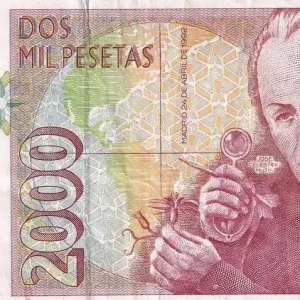 Billet Espagne 2000 Pesetas - José C. Mutis - 1992 - Série 4F - P.164 Fait Main