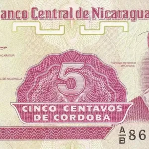 Billet Nicaragua 5 Centavos - Fransisco de Cordoba- ND (1991) - Série AB - P.168 Quantité Limitée