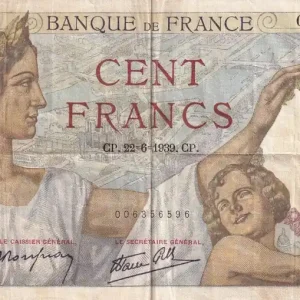 Billet France 100 Francs - Sully - 22-06-1939 - Série G.255 - F.26.03 Édition Limitée
