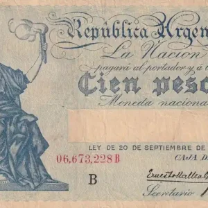 Billet Argentine 100 Pesos - Liberté assise - 1897 - Série B - P.247b Prix Réduit