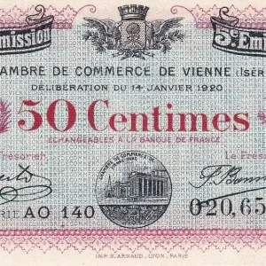 Solde Billet France 50 Centimes - Chambre de commerce de Vienne - Série AO 140- P.128-26
