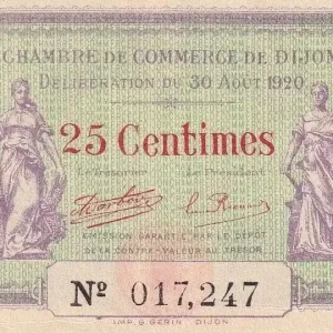 Remise Billet France 25 Centimes - Chambre de commerce de Dijon
