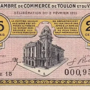 Billet France 25 Centimes - Chambre de commerce de Toulon et du Var - Série 15 - P.121-32 Commande En Gros