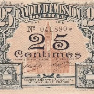 Marque Billet France 25 Centimes - Banque d'Emission de Lille - 1915 - * - P.59-1598
