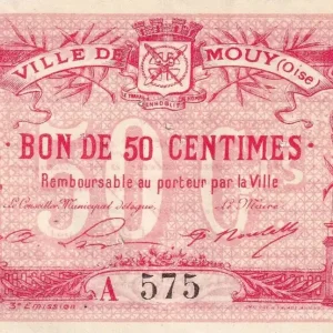 Top Vente Billet France 50 Centimes - Ville de Mouy - 1916 - Série A - P.60-52