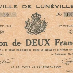 Artisanat Billet France 2 Francs - Ville de Lunéville - 1916 - P.54-76
