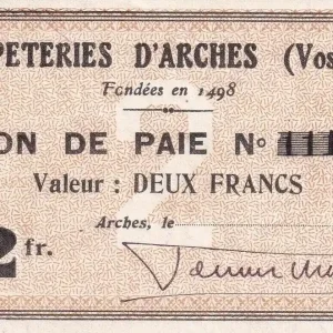 Billet France 2 Francs - Papeteries d'Arches - P.88-01 Fait Main