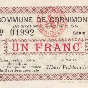 Gros Lot Billet France 1 Franc - Cornimont- 1915 - Série A - P.88-13